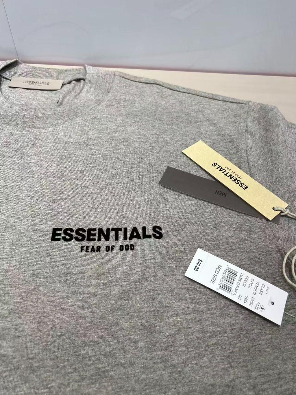 Fear of God Essentials Back Logo Tee Heather Grey Short Sleeve T-Shirt