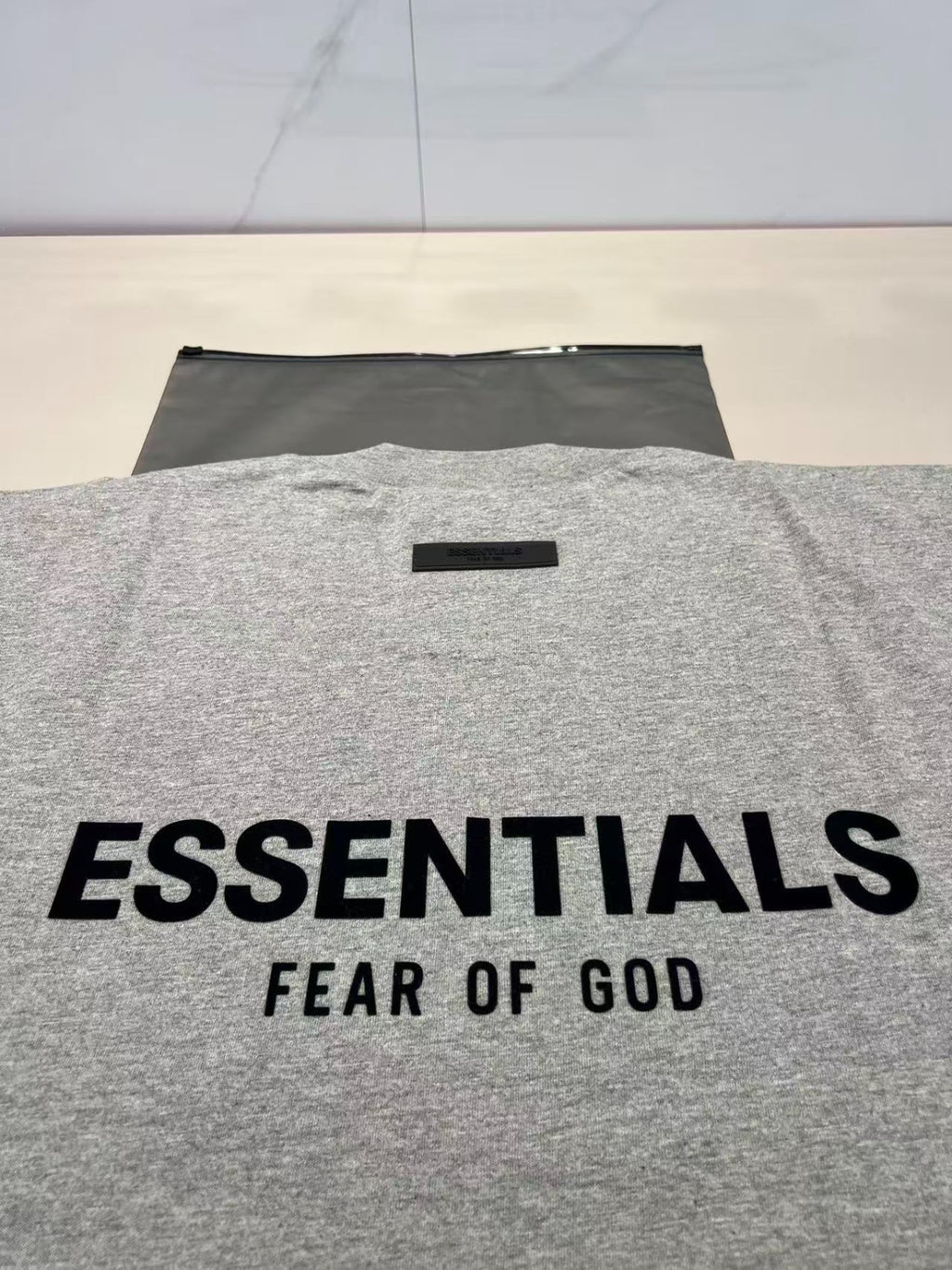 Fear of God Essentials Back Logo Tee Heather Grey Short Sleeve T-Shirt