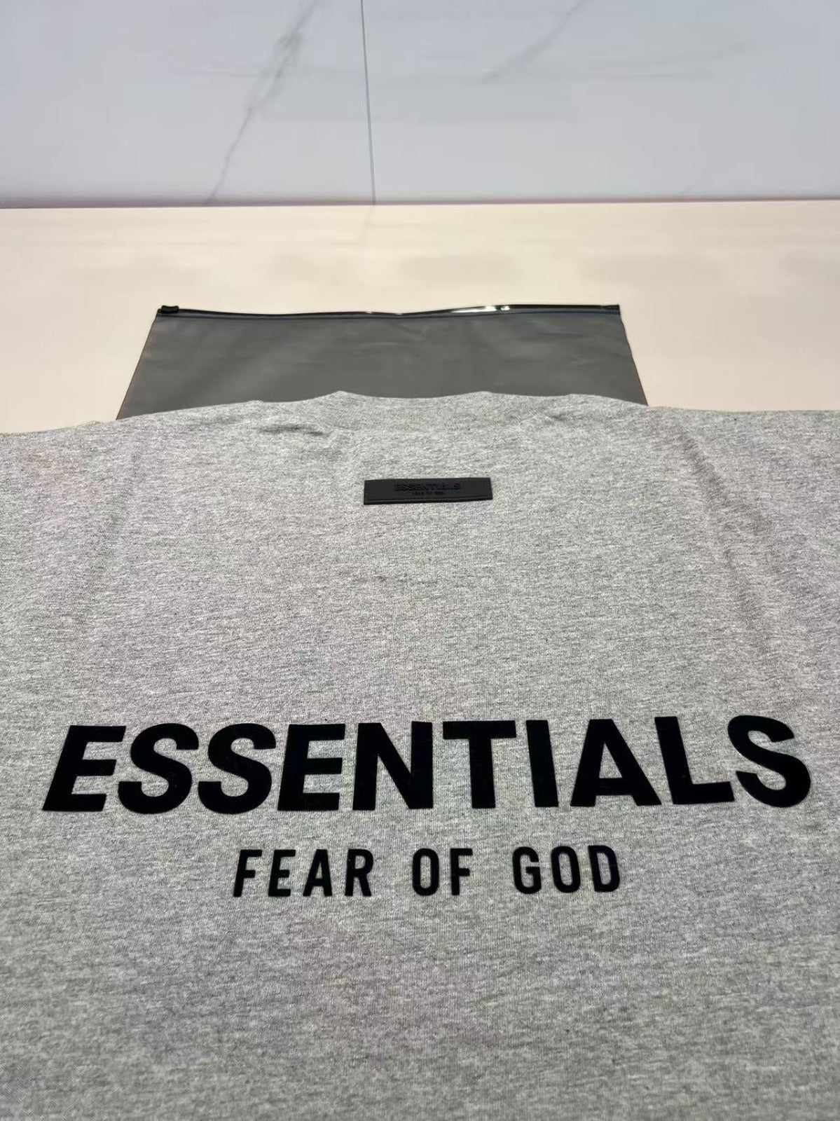Fear of God Essentials Back Logo Tee Heather Grey Short Sleeve T-Shirt