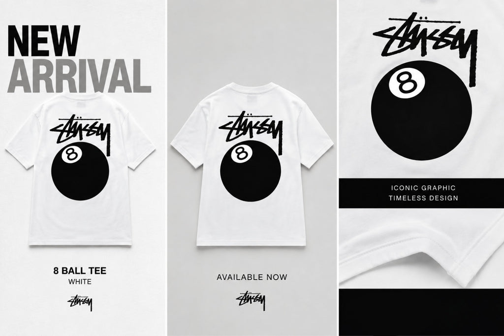 Stussy 8 Ball Graphic Logo T-Shirt White Short Sleeve Men's Tee