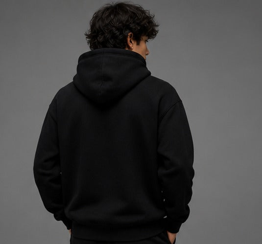 Alo Yoga Men’s Black Fleece Pullover Hoodie – Premium Oversized Heavyweight Athleisure Sweatshirt