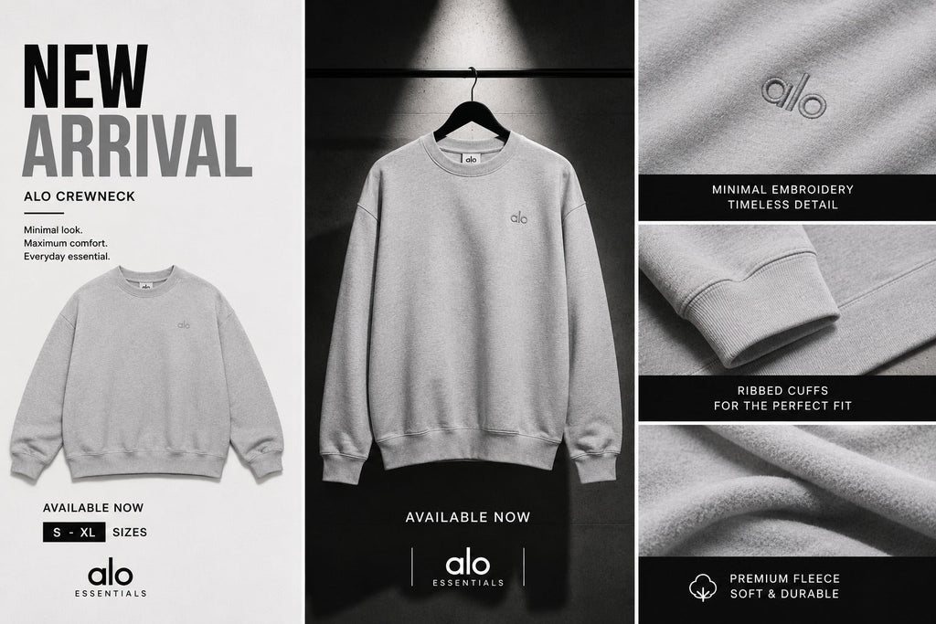 Alo Yoga Men’s Heather Grey Crewneck Sweatshirt – Premium Oversized Heavyweight Fleece Pullover