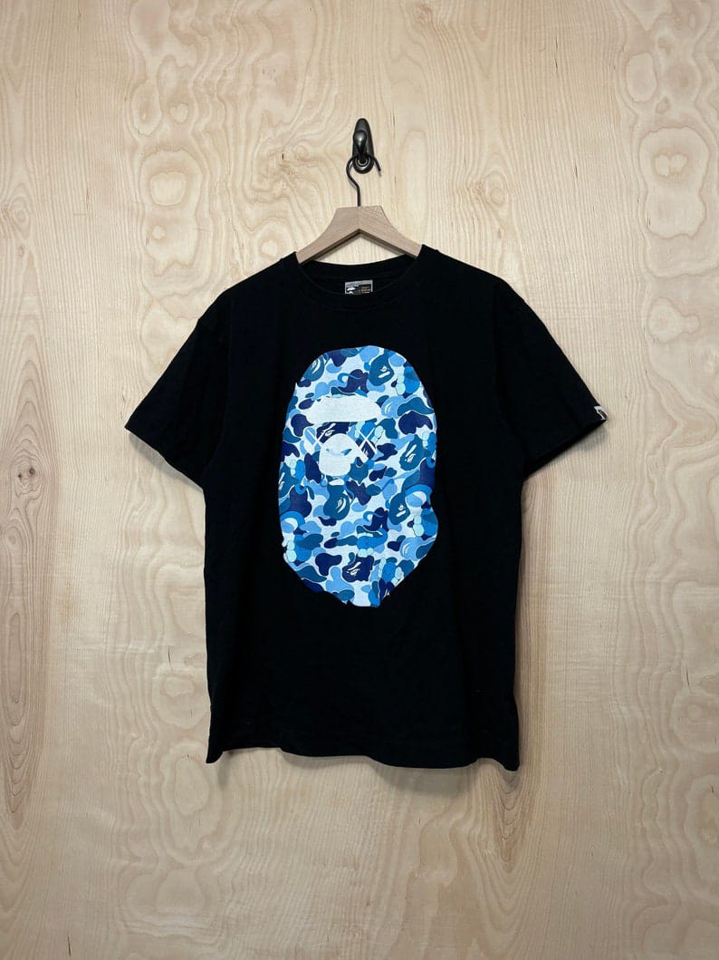 BAPE ABC Camo Ape Head Tee – Black / Blue | THE EA STORE