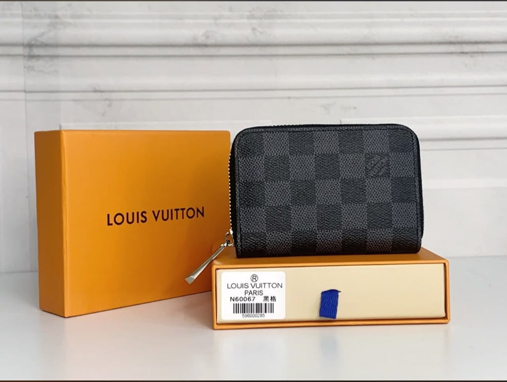 Louis Vuitton Damier Graphite Zippy Coin Purse N60067 | Men's Designer Compact Zip Wallet Set
