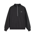 Unisex Alo Yoga Accolade Half-Zip Sweatshirt in soft fabric, featuring a half-zip front and relaxed fit, shown in a neutral color.