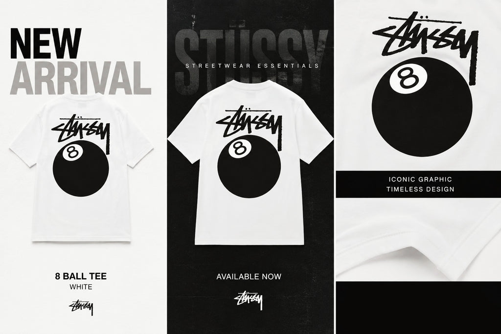 Stussy 8 Ball Graphic Logo T-Shirt White Short Sleeve Men's Tee