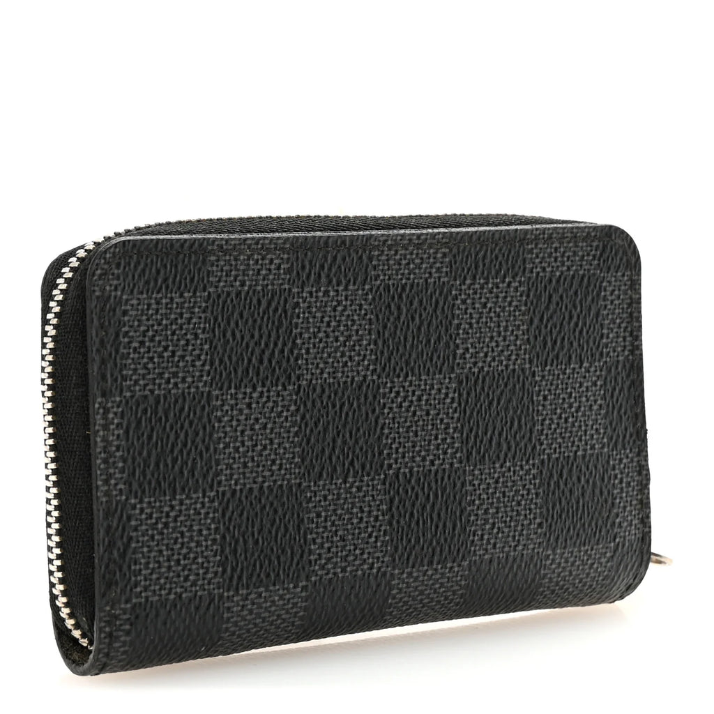 Louis Vuitton Damier Graphite Zippy Coin Purse N60067 | Men's Designer Compact Zip Wallet Set