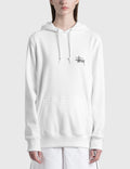 Stüssy White Stock Logo Hooded Sweatshirt – Classic Pullover with Front and Back Branding