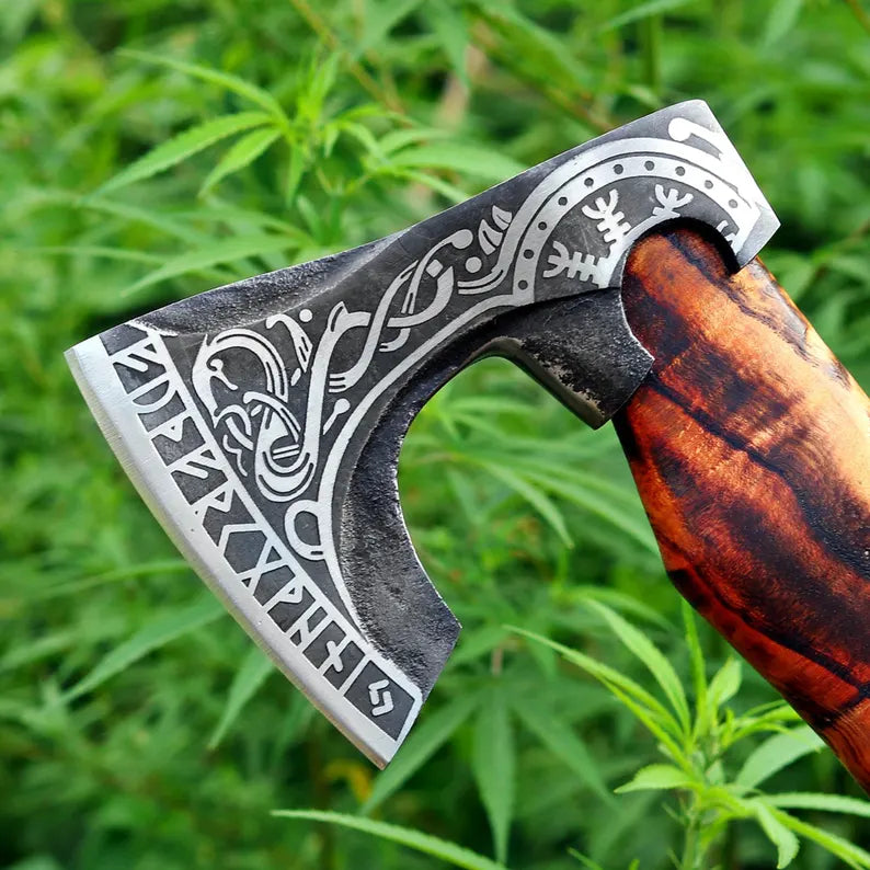 Viking Axe, Carbon Steel Viking Axe, Personalized Viking Axe In Hand Forged For Wall Decoration, Custom Made Viking Axe For Camping, Axe.