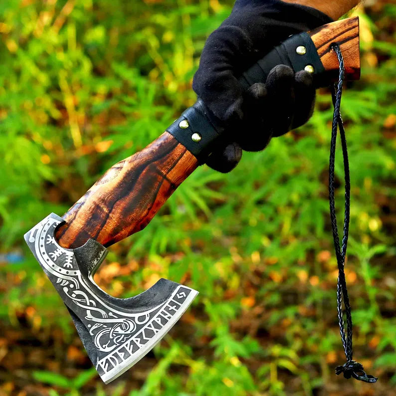 Viking Axe, Carbon Steel Viking Axe, Personalized Viking Axe In Hand Forged For Wall Decoration, Custom Made Viking Axe For Camping, Axe.