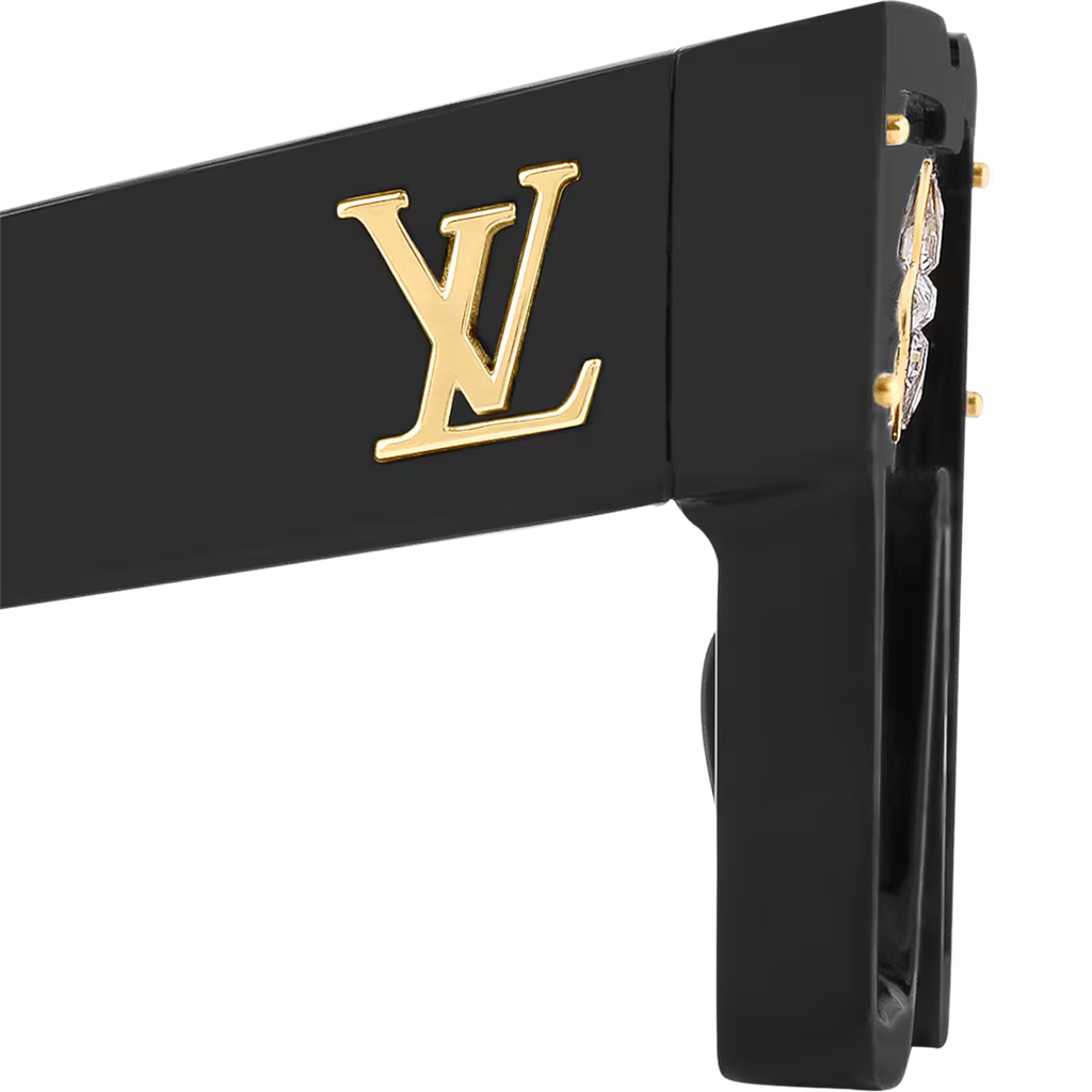 Louis Vuitton Cyclone Sunglasses – Black Frame with Gold LV Monogram & Crystal Flower