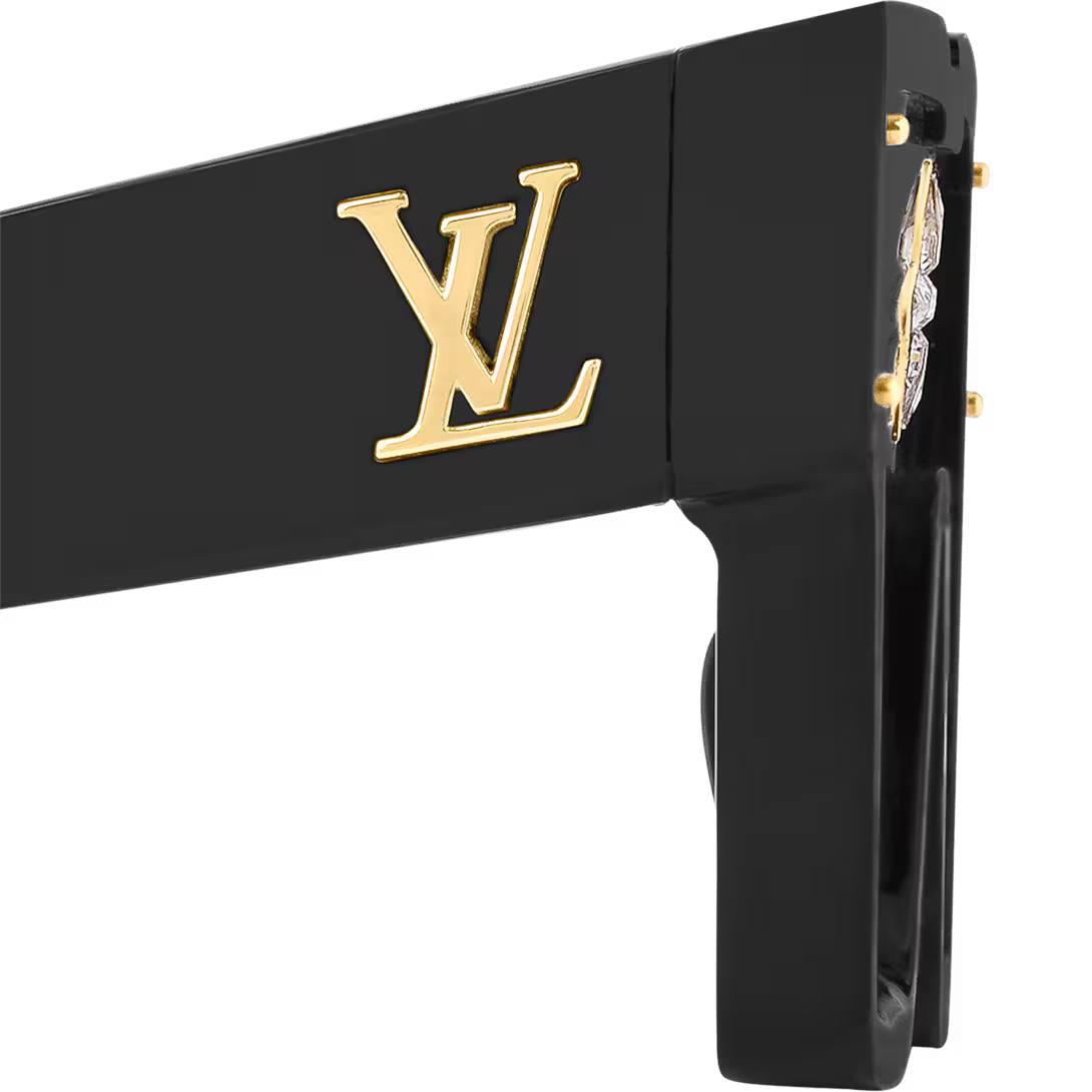 Louis Vuitton Cyclone Sunglasses – Black Frame with Gold LV Monogram & Crystal Flower