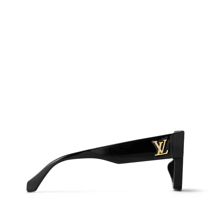 Louis Vuitton Cyclone Sunglasses – Black Frame with Gold LV Monogram & Crystal Flower