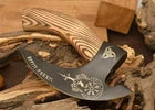 Custom Handmade Carbon Steel Blade Viking Pizza Cutter Axe With Leather Sheath