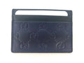 New Authentic Gucci Guccissima Dark Blue Black Leather Card Case Card Holder Premium Inspired Version