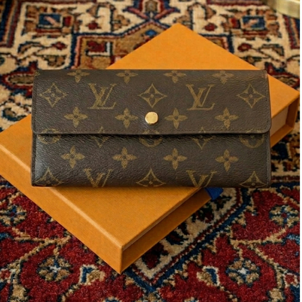 Authentic Louis Vuitton Monogram Canvas Long Wallet | Designer Flap Wallet Set