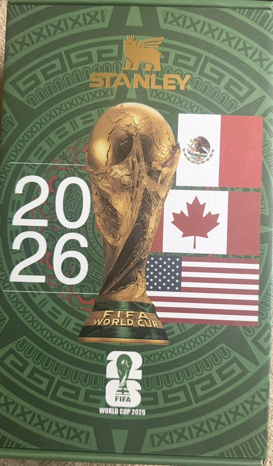 Official Stanley 40oz Quencher H2.0 FlowState Tumbler - FIFA World Cup 2026 Mexico Aztec Heritage Edition (Special Gift Box Set)