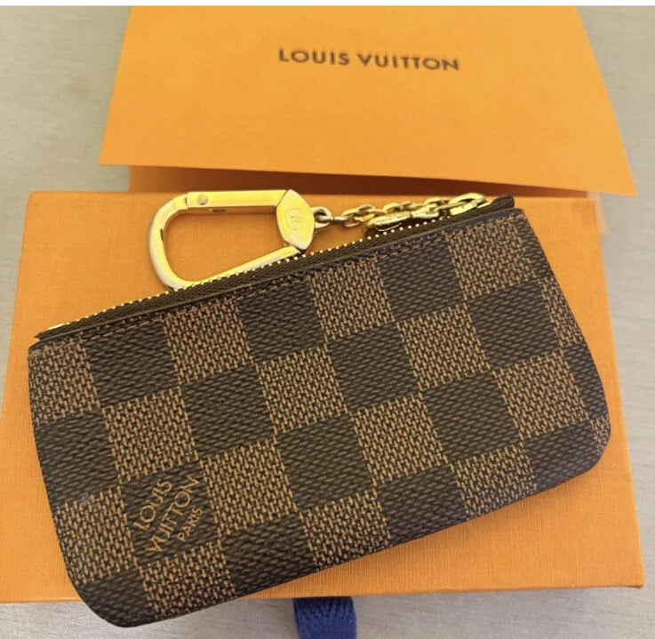 Louis Vuitton Damier Ebene Key Pouch Cles | Designer Coin & Key Purse Set