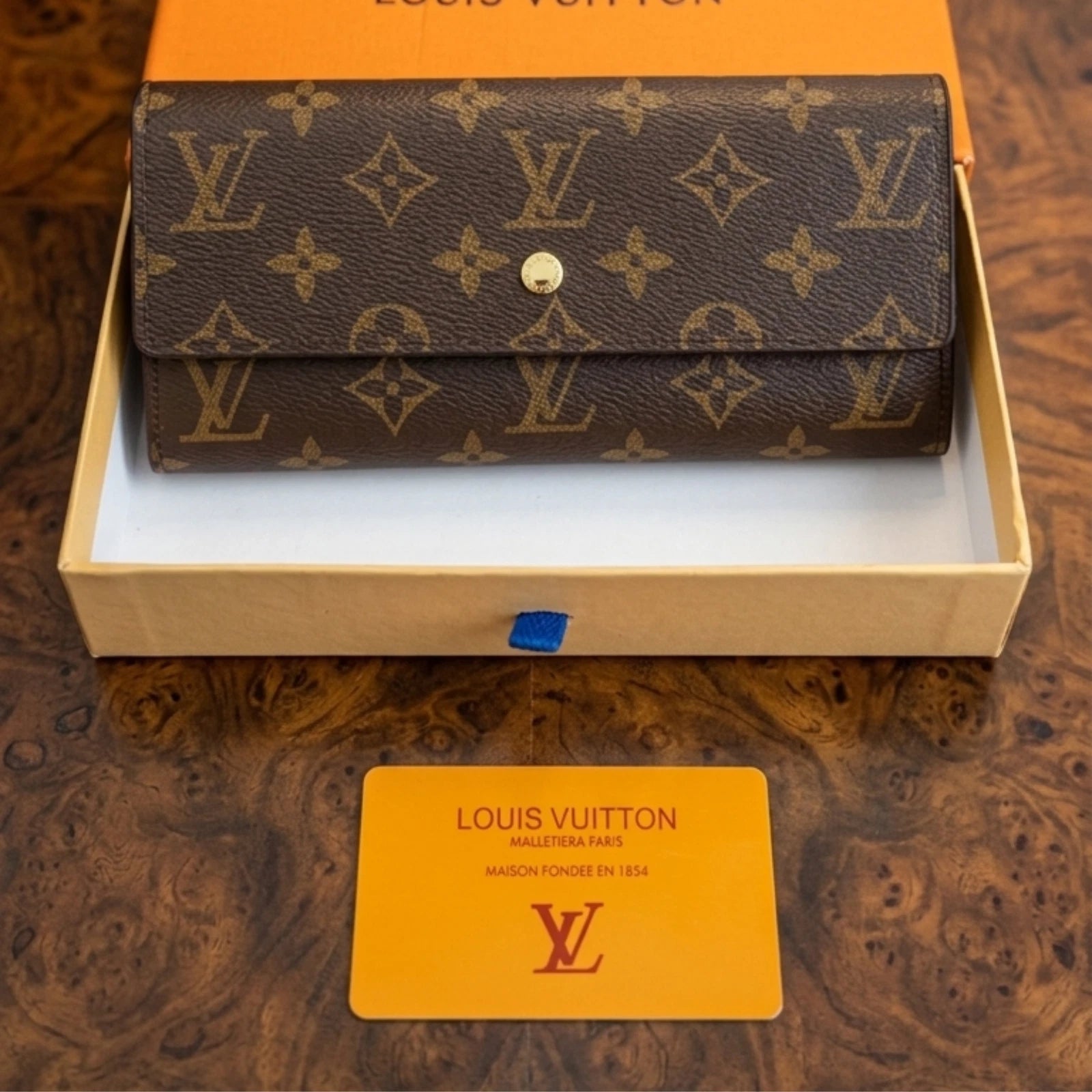 Authentic Louis Vuitton Monogram Canvas Long Wallet | Designer Flap Wallet Set