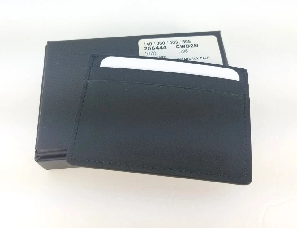 New Authentic Gucci Guccissima Dark Blue Black Leather Card Case Card Holder Premium Inspired Version