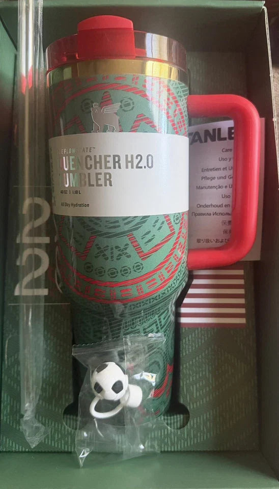 Official Stanley 40oz Quencher H2.0 FlowState Tumbler - FIFA World Cup 2026 Mexico Aztec Heritage Edition (Special Gift Box Set)