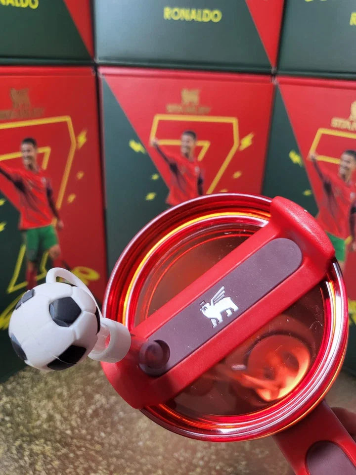 Limited Edition Cristiano Ronaldo CR7 Portugal Stanley 40oz Tumbler - Premium Soccer Gift Box Set with Football Straw Topper
