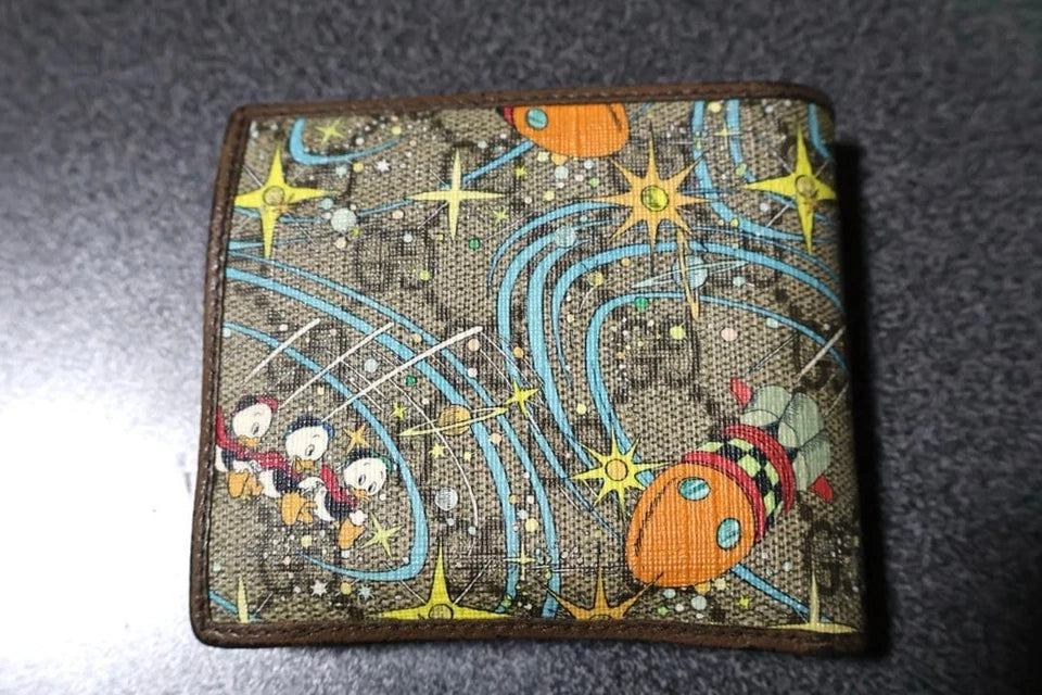 Gucci Disney Collaboration Donald Duck Fold Wallet GG Supreme Brown C315 Premium Inspired Version