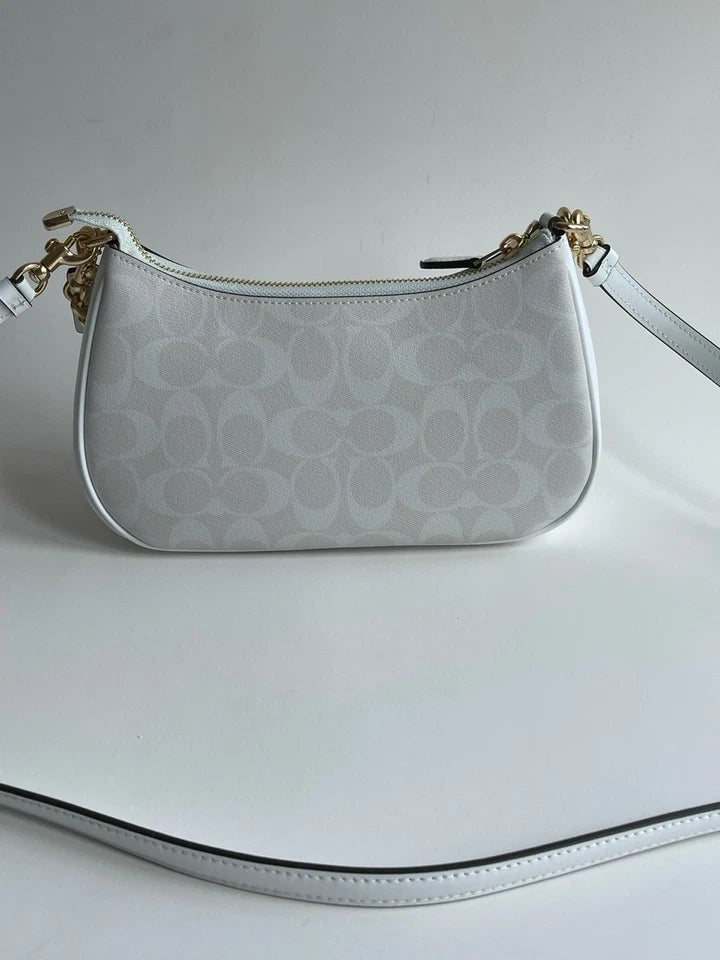 NEW COACH Teri 2Way Shoulder Bag Signature Coated Canvas White outlet CA548