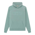 Fear of God Essentials Hoodie in Sycamore color, featuring a relaxed fit and soft fabric, displayed on a hanger.