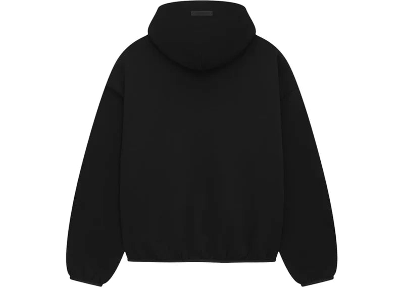 Black Fear of God Essentials NBA hoodie featuring a sleek design and essential logo, perfect for casual streetwear style.