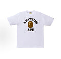 White and brown BAPE College Tee from THE EA STORE, featuring classic logo design on a casual essential T-shirt.