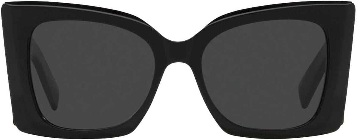 Saint Laurent YSL luxury oversized black square sunglasses with bold frames and dark lenses, stylish and modern eyewear.